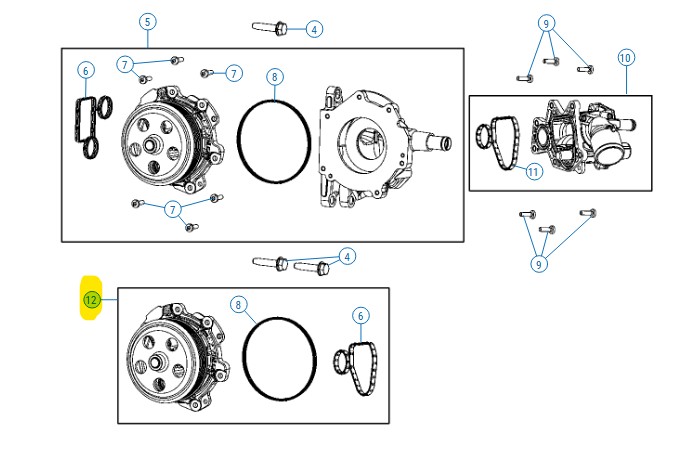 68548612AC Water pump (Hurricane 3,0L) - 68548612AC - Image 1